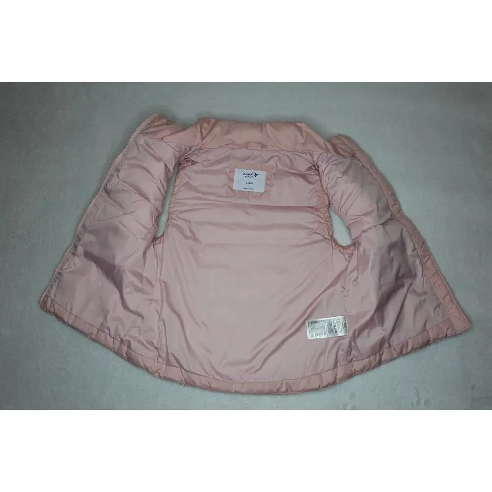 Old Navy Girls Active Puffer Vest Youth S 6-7 Pink Lightweight Full Zip